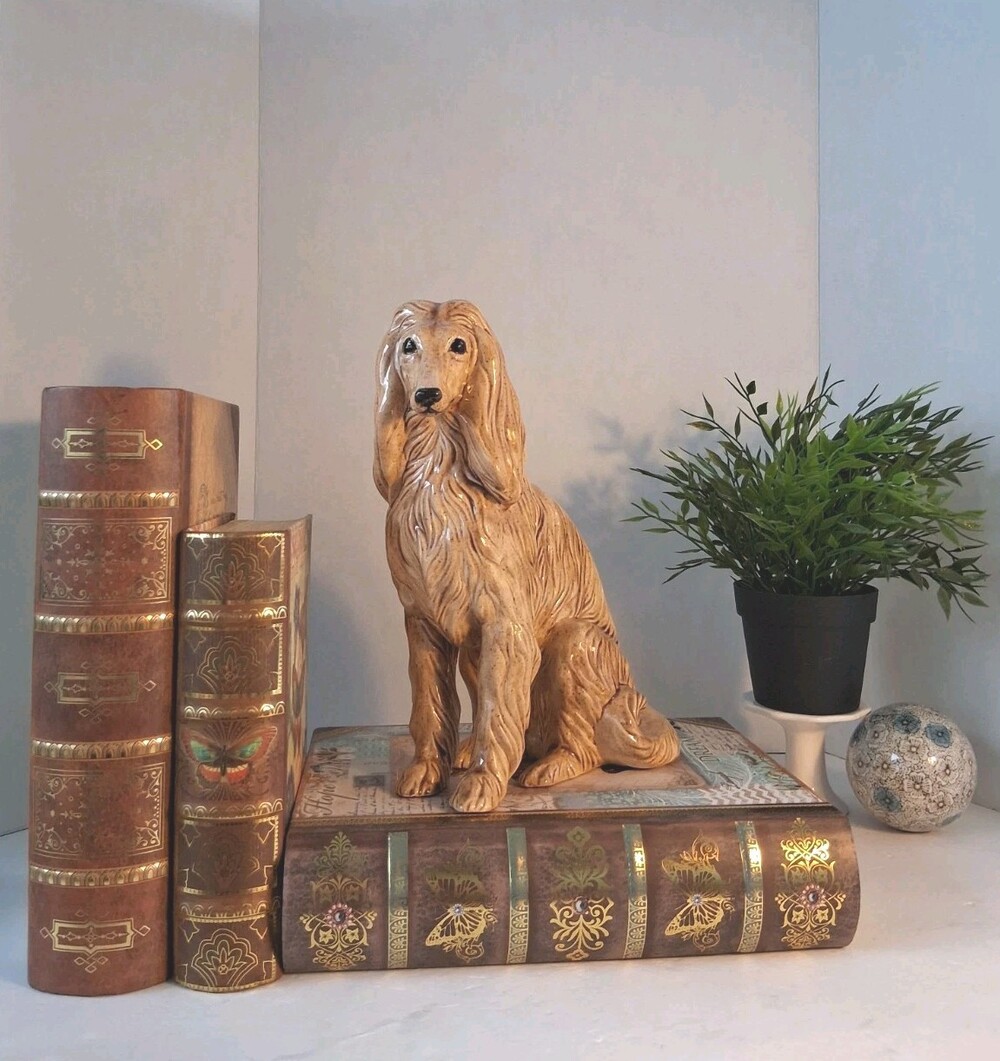 VTG '70s MCM Ceramic Afghan Hound Statue 10.5”H - Pristine Condition